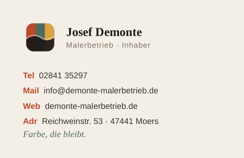 Visitenkarte Rückseite